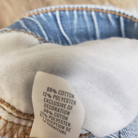 Aerie XS Women's Pull On Rope Drawstring Tie Light Wash Raw Hem Jean Shorts Pull - Picture 9 of 9